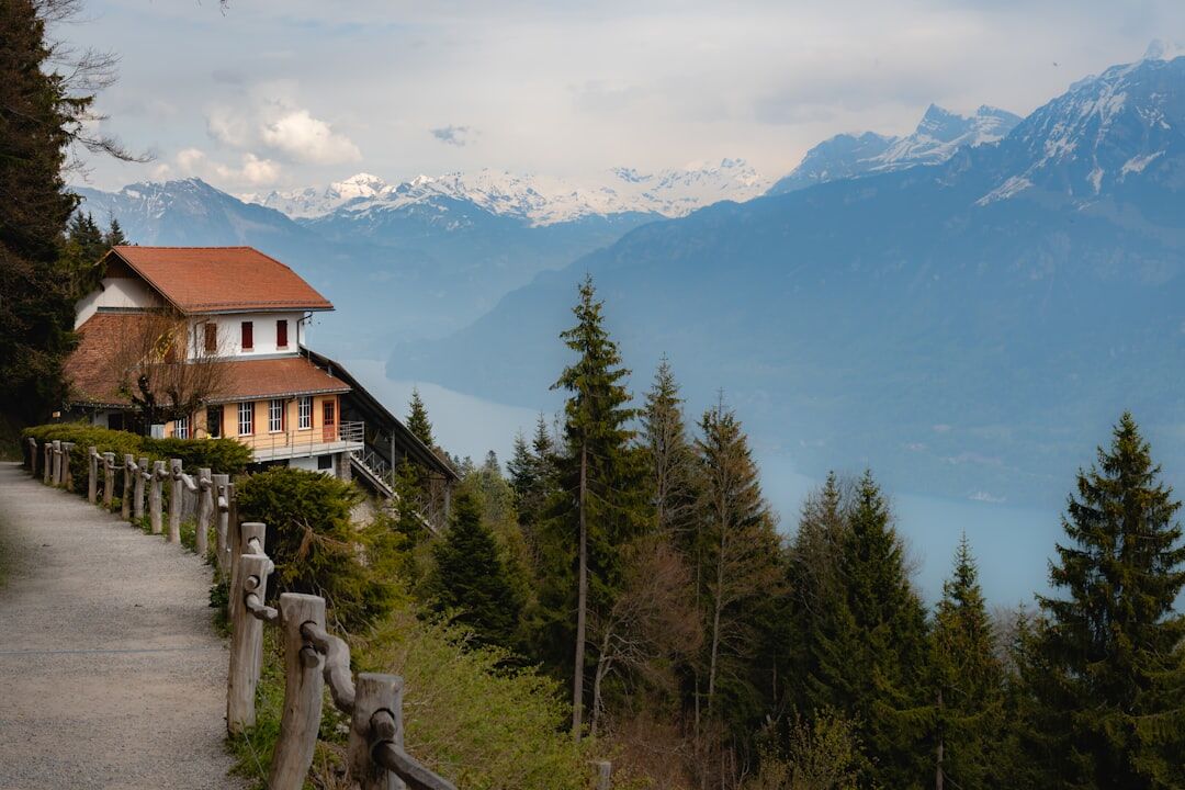Elegant Swiss chalet in the mountains at dusk